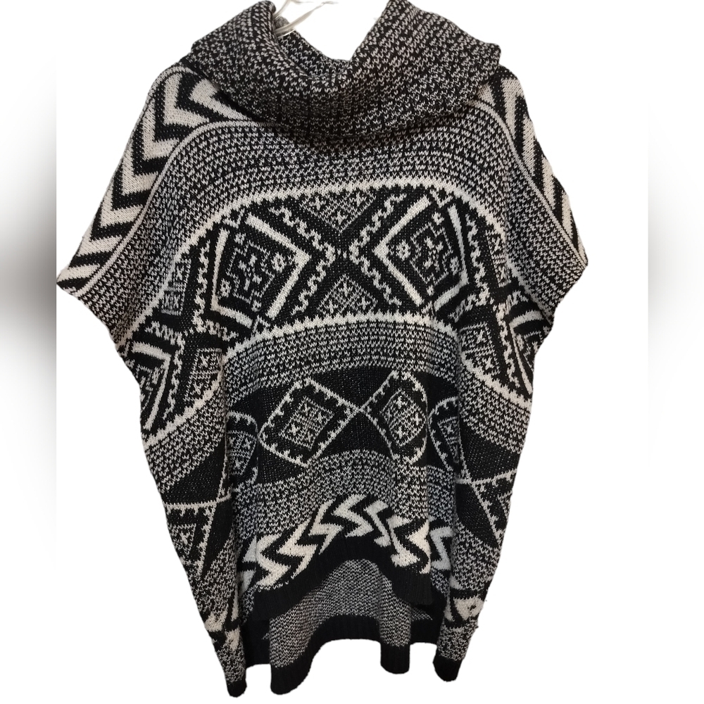 1768) Love Crazy Women's Aztec Style Oversized Poncho Sweater